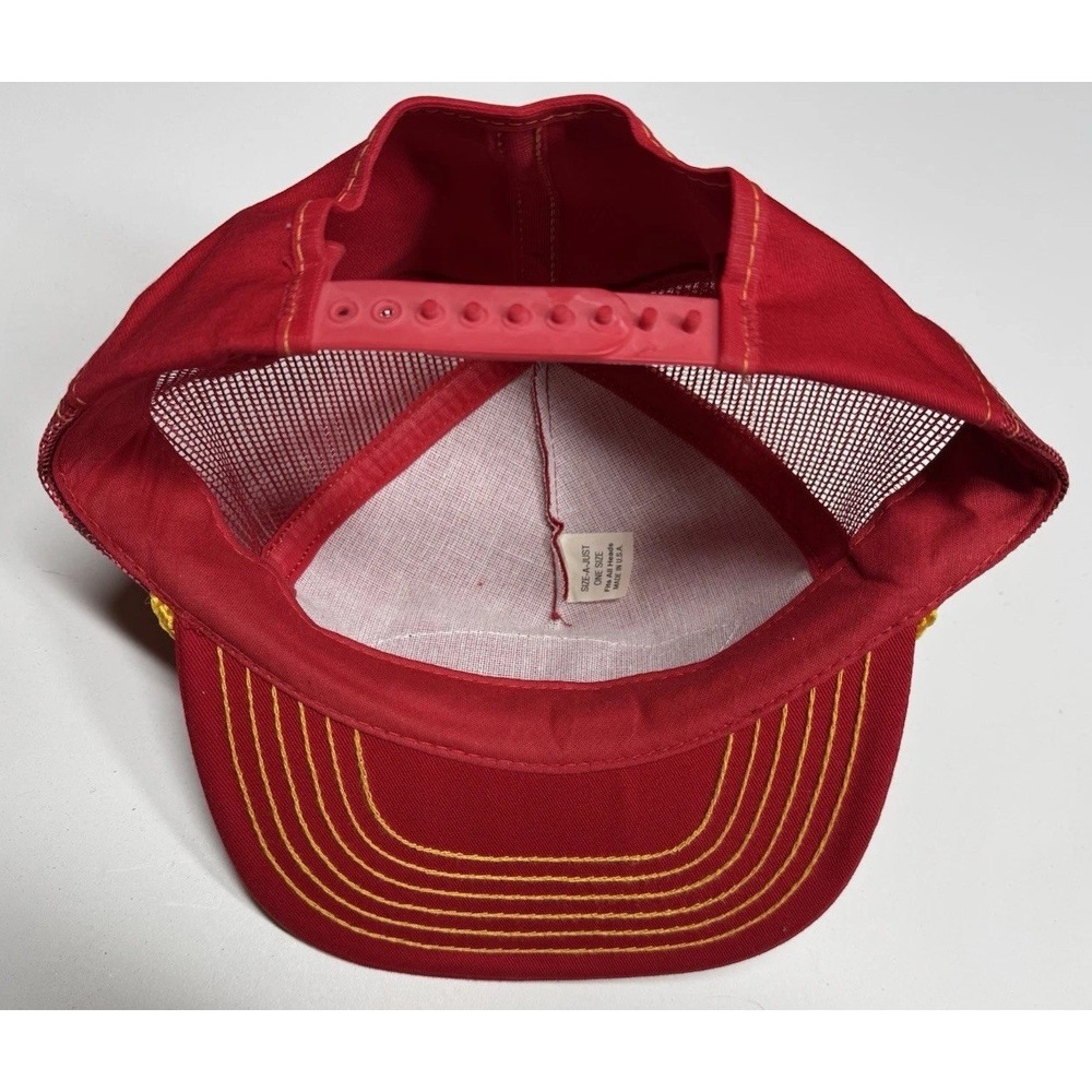 Vtg Pierce Firetrucks Ballcap Snapback Trucker Mesh Red/Yellow - Picture 2 of 5